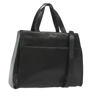 Loewe Anagram Handbag Leather Black Leather Handbag (Pre-Owned)
